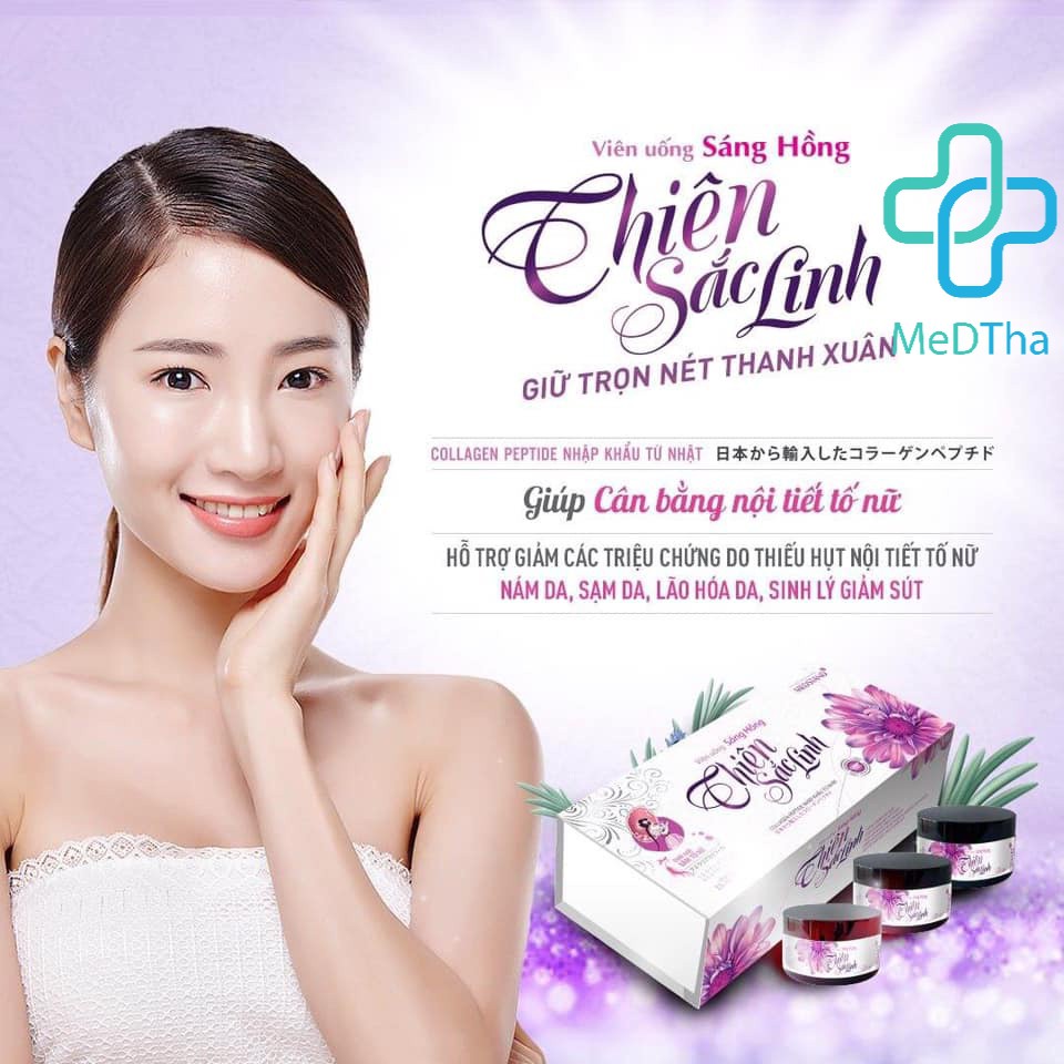 Thiên Sắc Linh - Làm Đẹp Da, Trắng Da, Chống Lão Hóa, Cân Bằng Nội Tiết Tố, Giảm Khô Hạn (3 lọ x 15 viên) [Chính Hãng]