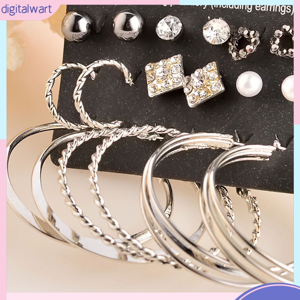 Set 9 Đôi Khuyên Tai Đính Đá Và Ngọc Trai Giả Thời Trang Thanh Lịch Dành Cho Nữ