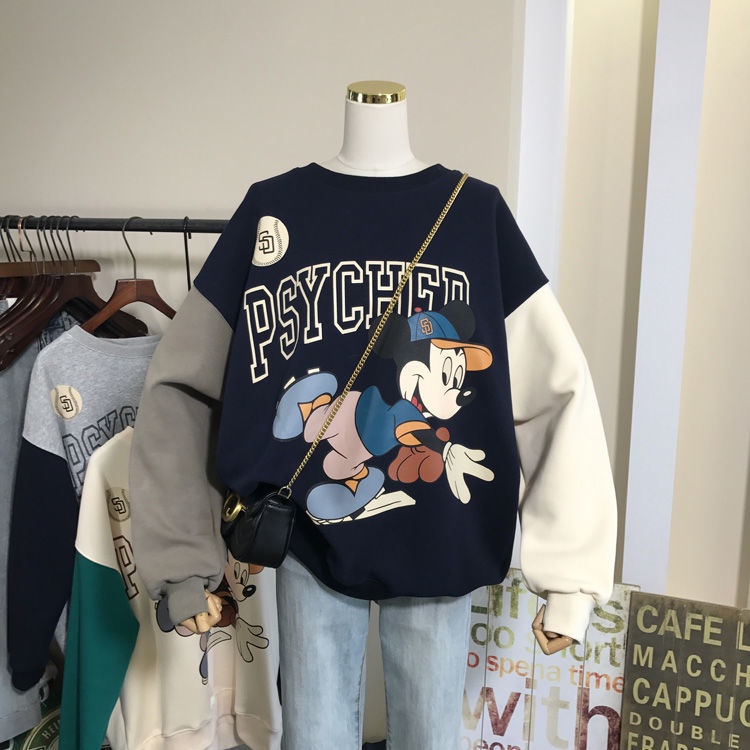 Áo Sweater Cổ Tròn Dáng Rộng In Họa Tiết Hoạt Hình Phối Màu Dễ Thương Thời Trang Mùa Thu 2022 Cho Bé Gái