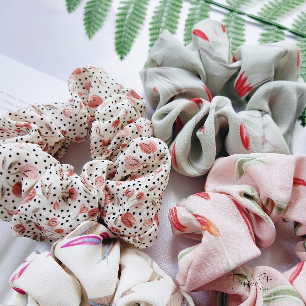 Scrunchies - Cột tóc scrunchie vải hoa Tulip