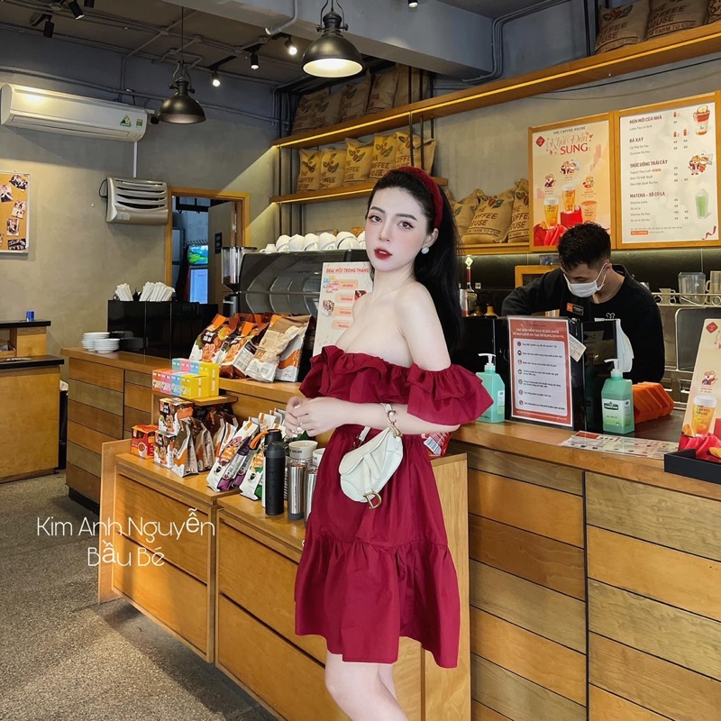 Váy Bèo Đỏ Đô Dáng Xoè Siêu Xinh Có Ảnh Thật Kèm Video