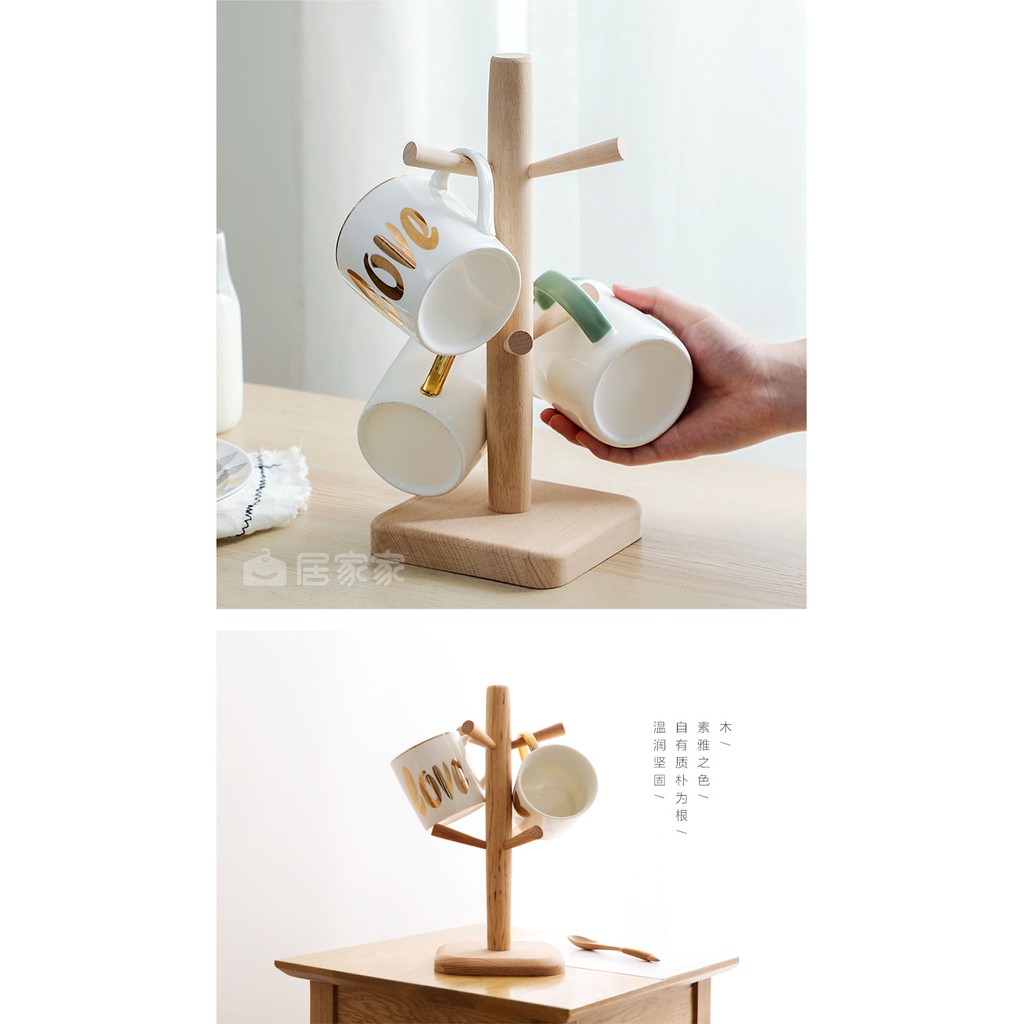 Cây/giá treo cốc bằng gỗ tiện lợi phong cách Nhật Bản - Cup holder | BigBuy360 - bigbuy360.vn