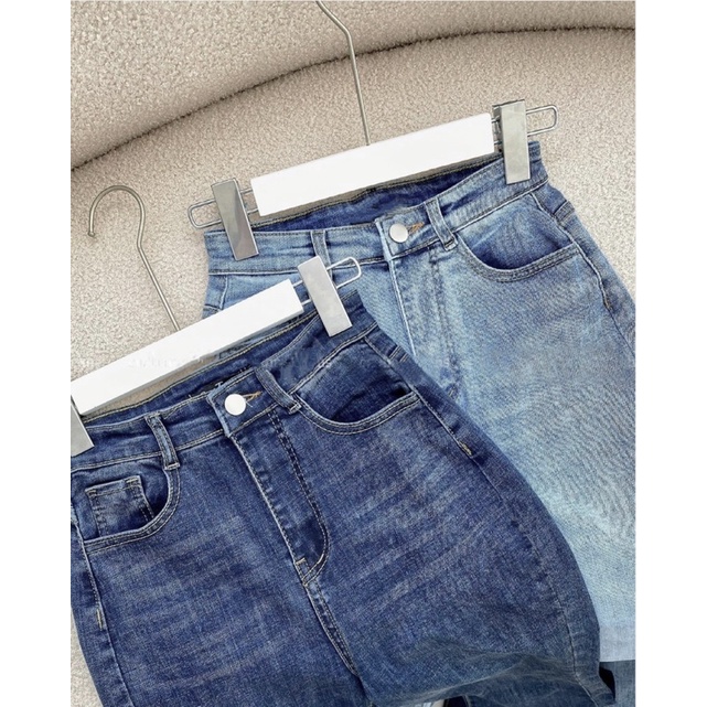Quần Dài Jeans Nữ BASIC Ống Đứng Nữ Cạp Cao Chất Vãi Co Giãn Mềm Mại Cao Cấp