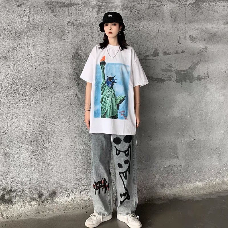 QUẦN BAGGY JEANS HOẠ TIẾT FORM RỘNG UNISEX (kèm hình chụp thật)