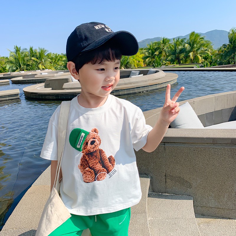 Áo phông cotton cho bé trai bé gái họa tiết 3D ngộ nghĩnh dễ thương (7-30kg)