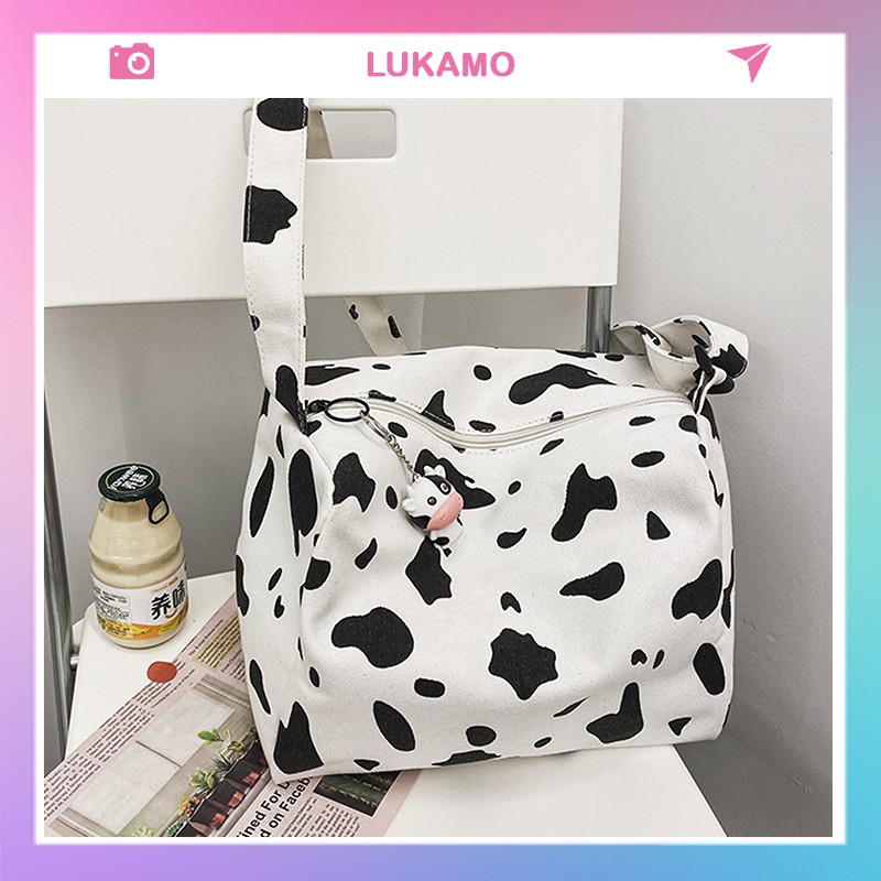 Túi tote vải đeo chéo canvas bag giá rẻ đẹp đi học LUKAMO TX726