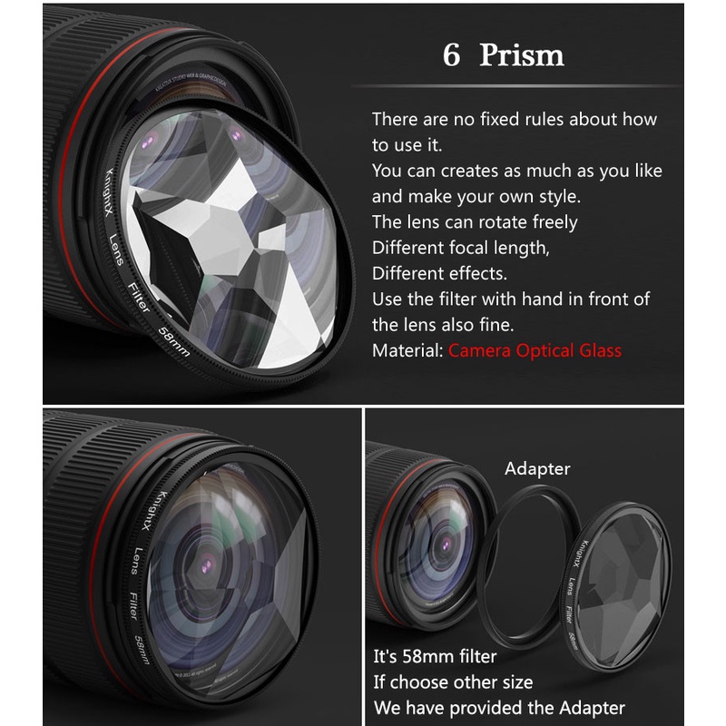 Lăng Kính Lọc 52mm 58mm 77mm CPL ND Cho Máy Ảnh