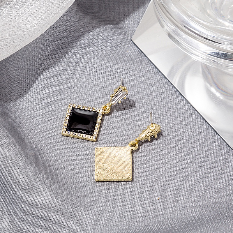 Bông tai mạ bạc 925 kiểu hình học siêu lấp lánh phong cách Hàn Quốc