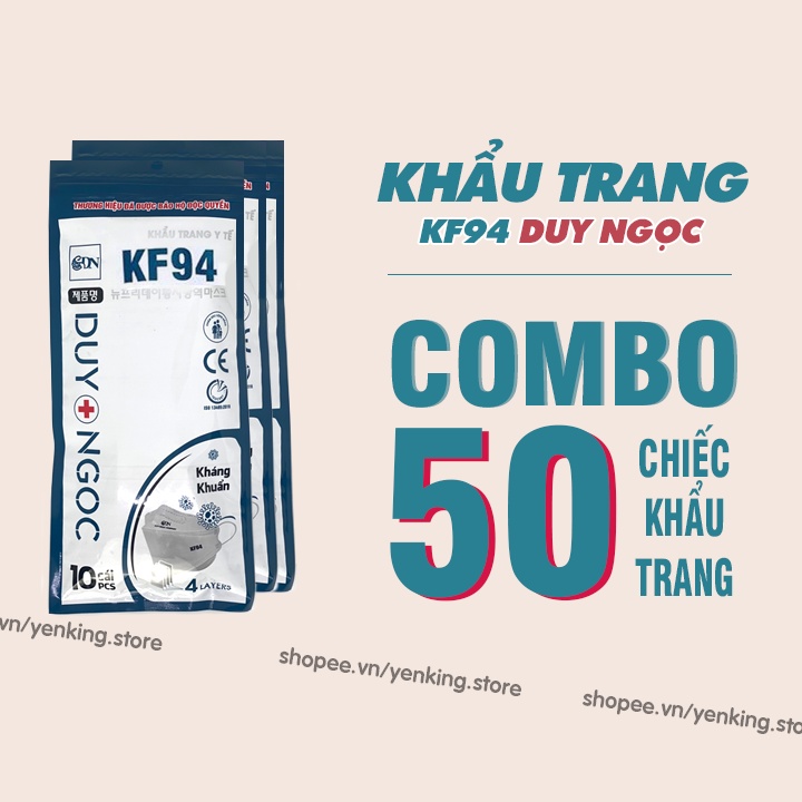 SET 50 Chiếc Khẩu Trang KF94 Duy Ngọc, Kháng Khuẩn, Chống Bụi Mịn PM 2.5