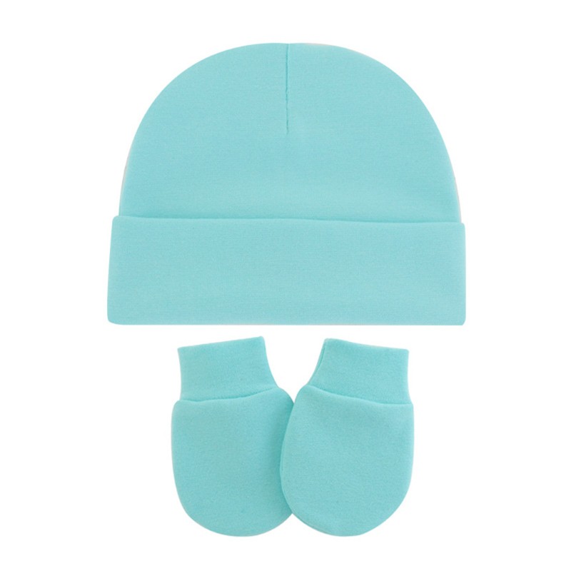 Set găng tay chống cào và mũ cotton giữ ấm dành cho trẻ em