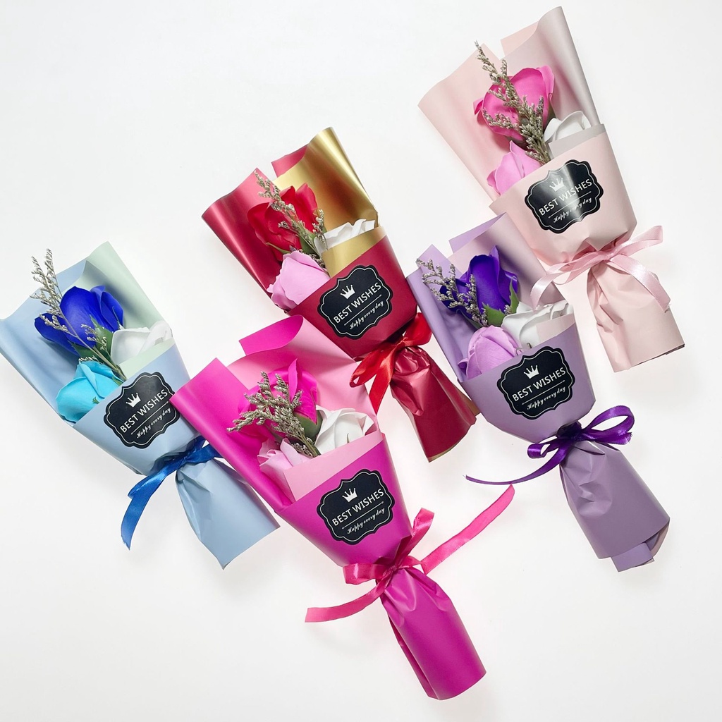 BÓ HOA SÁP 3 BÔNG  BÓ SẮN NHIỀU MÀU