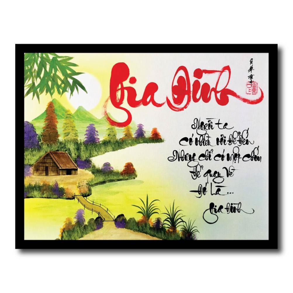 Tranh khung thư pháp chữ Cha Mẹ, chữ gia đình, thuận buồm xuôi gió, tân gia hạnh phúc nhiều mẫu