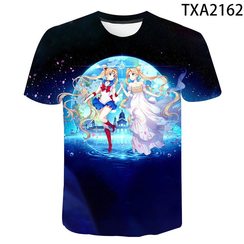 Sailor Moon Áo Thun Tay Ngắn In Hình Thủy Thủ Mặt Trăng 3D Cá Tính Cho Nam Nữ
