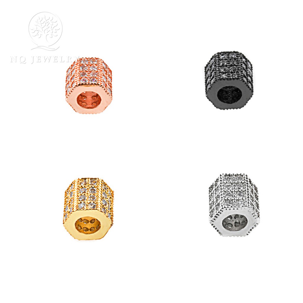 Charm trụ lục giác đính đá - NQ Jewelry