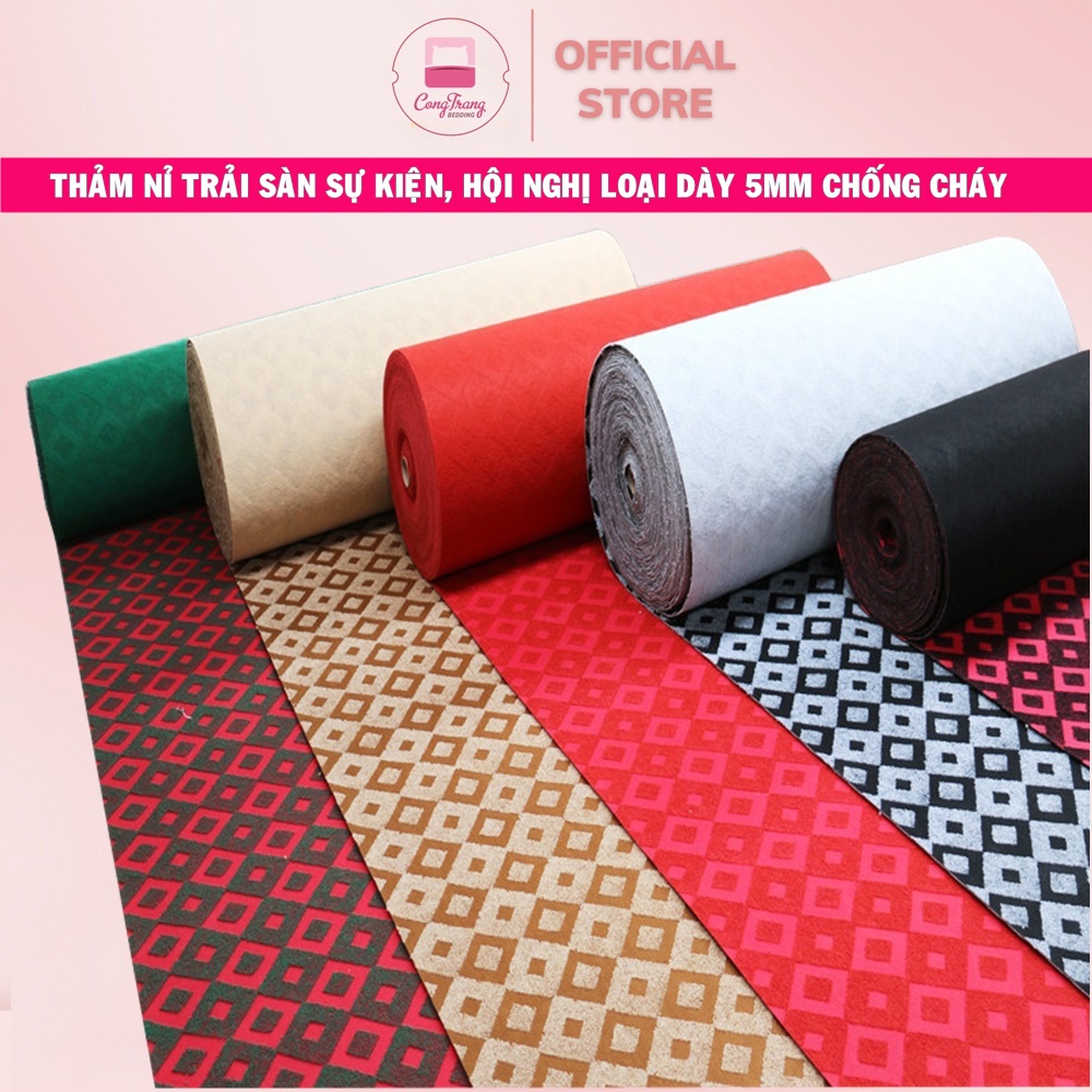 Thảm trải sàn nhà sự kiện, hội nghị loại dày 5mm chống cháy - Đế Tráng Keo Chống Trơn Trượt