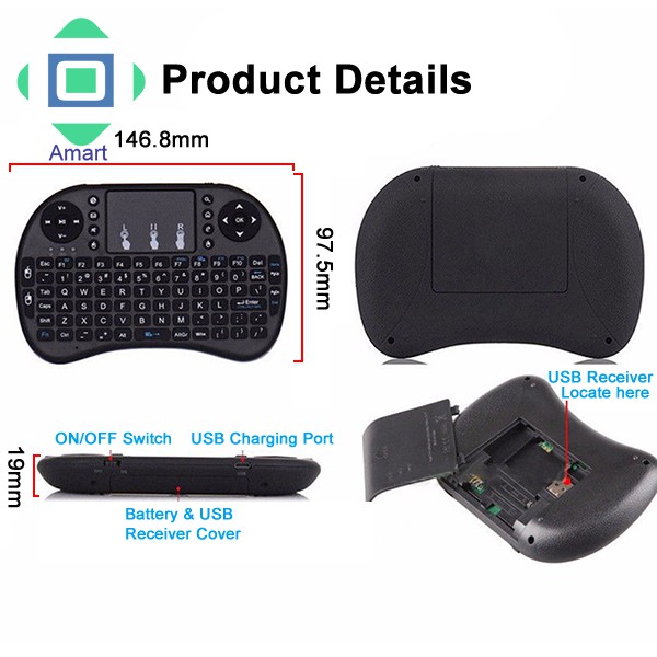 Tay cầm điều khiển có bàn phím không dây có kết nối bluetooth Mini cho máy tính/ Tivi thông minh