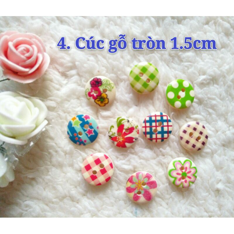 Set 5 đến 10 Nút gỗ may outfit doll (phong cách Vintage)