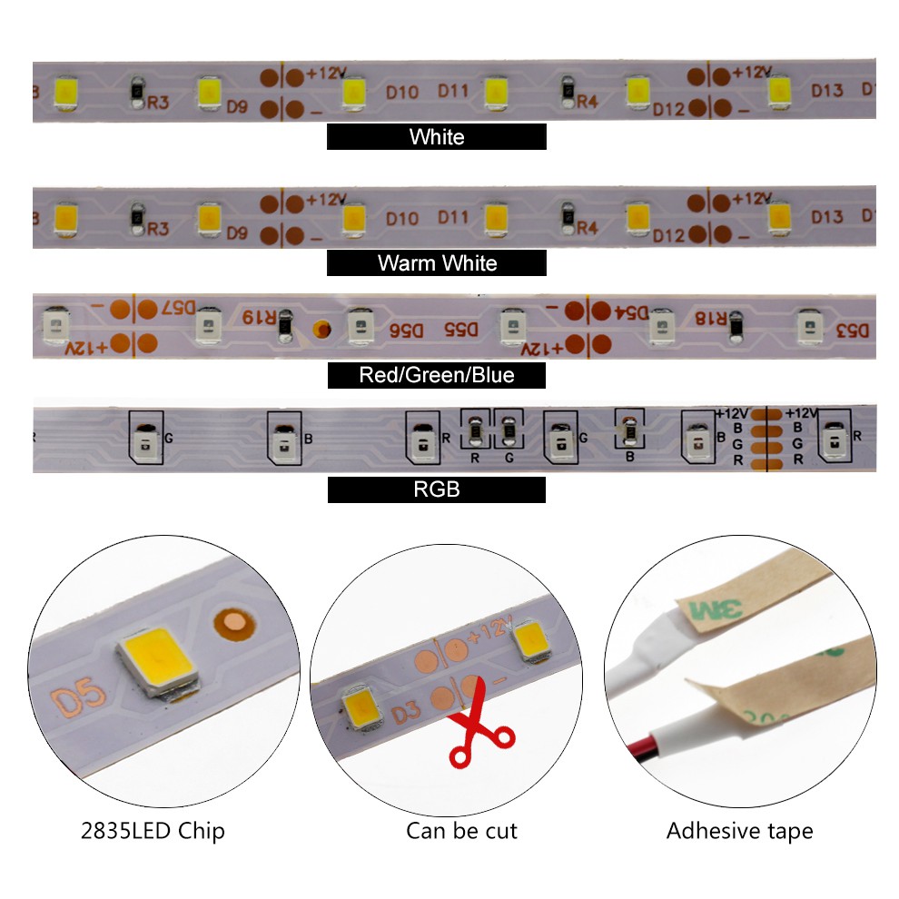 Dây Đèn Led Trang Trí Dc12V 5m 2835 60 Led / M RGB Single Color