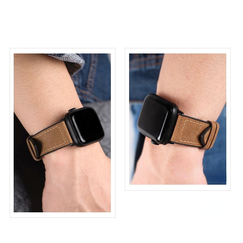 Dây Đeo Bằng Silicone Họa Tiết Da Ngựa Cho Đồng Hồ Thông Minh Apple watch Series 7 4 5 6 SE 38mm 40mm 41mm 42mm 44mm 45mm