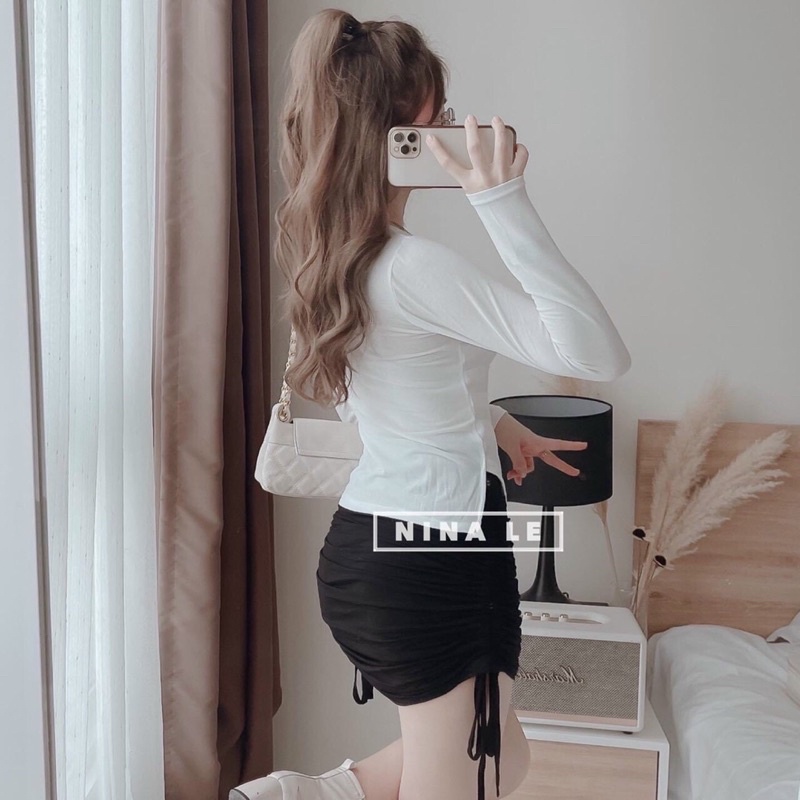set áo thun vạt chéo mix cvay rút. 3 màu hot hit