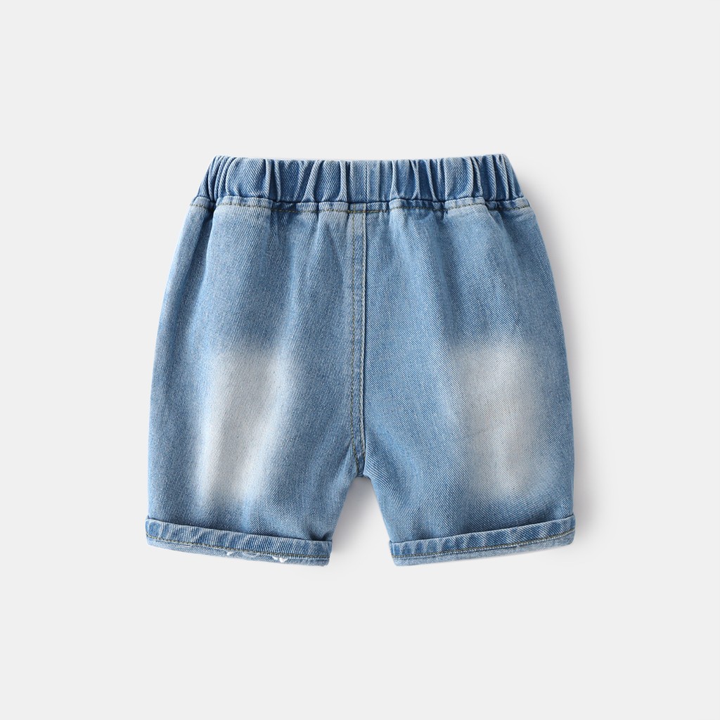 Quần Jean cho bé WELLKIDS quần short Jean họa tiết phối rách chất bò mềm hàng xuất Âu Mỹ