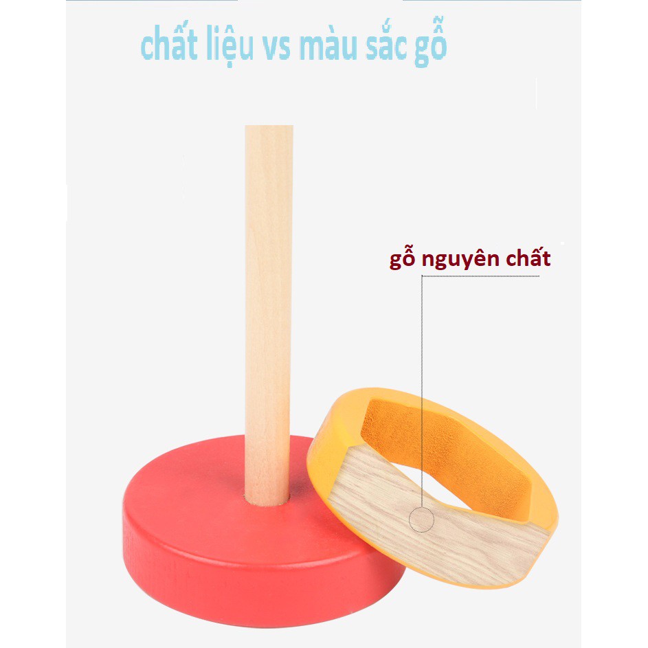 Đồ chơi gỗ Tháp cầu vồng 3d-7 màu  cho bé