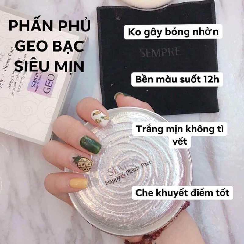 Phấn phủ Geo lamy Sempre Happy &amp; Please Pact trắng