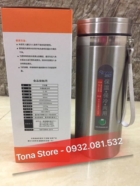 ❤️[FREESHIP] 2Bình giữ nhiệt inox cao cấp 1200ml kèm 2 túi giữ nhiệt chất lượng❤️