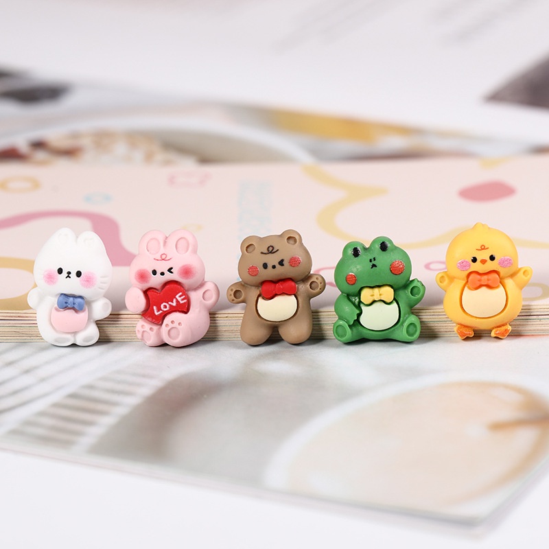 Charm Hình Động Vật Thỏ Ếch Gà Gấu trang trí ốp điện thoại