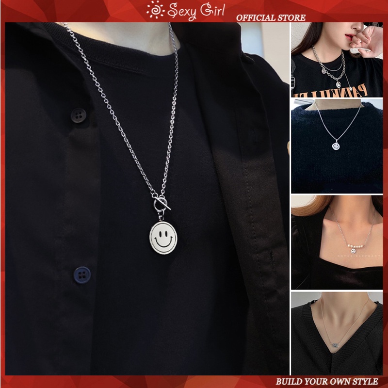 Dây chuyền hợp kim hình mặt cười phong cách hip hop thời trang cho nữ