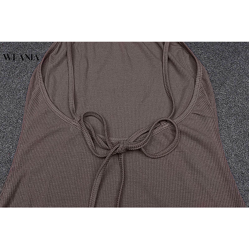 Đầm sát nách WEANIA hở lưng chất cotton thiết kế xẻ quyến rũ