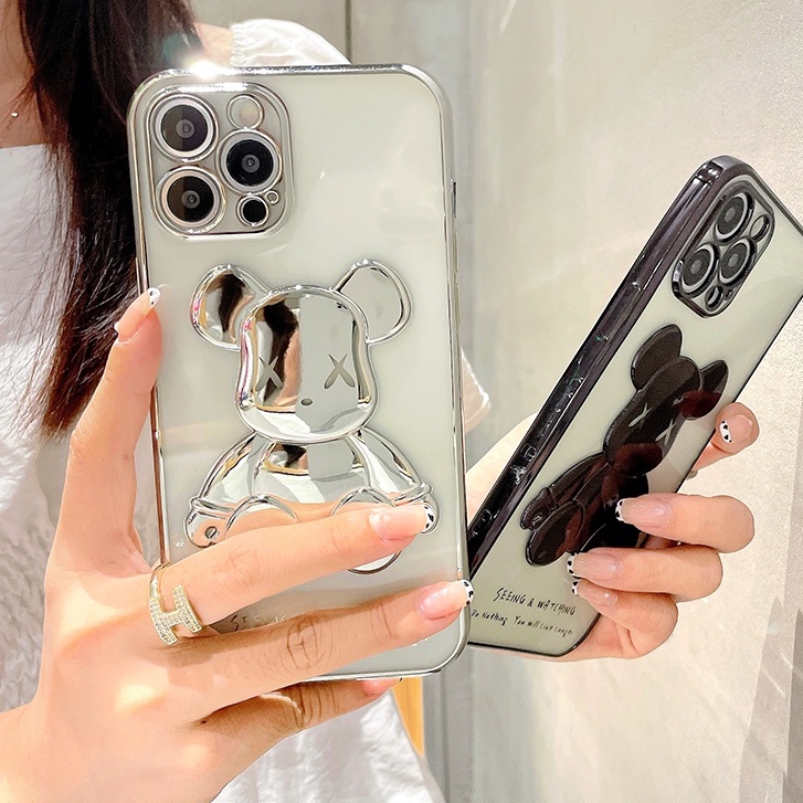 Ốp điện thoại mềm mạ điện họa tiết gấu cho iPhone 13 Pro Max 12 11 Pro Max X XS XR | BigBuy360 - bigbuy360.vn