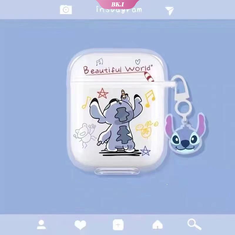 AirPods 1/2 Generation Earphone Protective Sleeve with Pendant Cartoon Cute Bluetooth Earphone Transparent TPU Silicone Protective Case for AirPods 1/2 AirPods Pro【KU2】