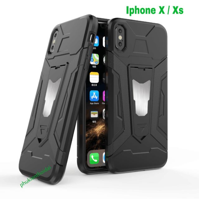 IPhone X / Xs / Xs Max / 11 Pro Max / 12 Pro Max ốp lưng Iron Man Pro chống sốc giá đỡ xem phim cao cấp