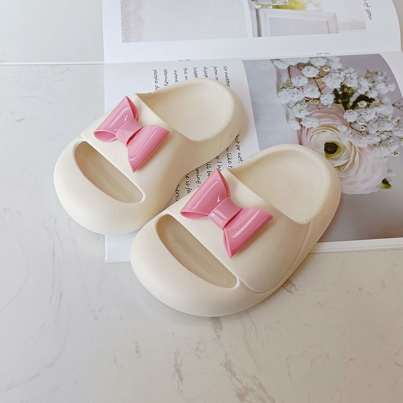Dép Đi Trong Nhà Đế Mềm Chống Trượt Đính Nơ Thời Trang Mùa Hè Cho Mẹ Và Bé