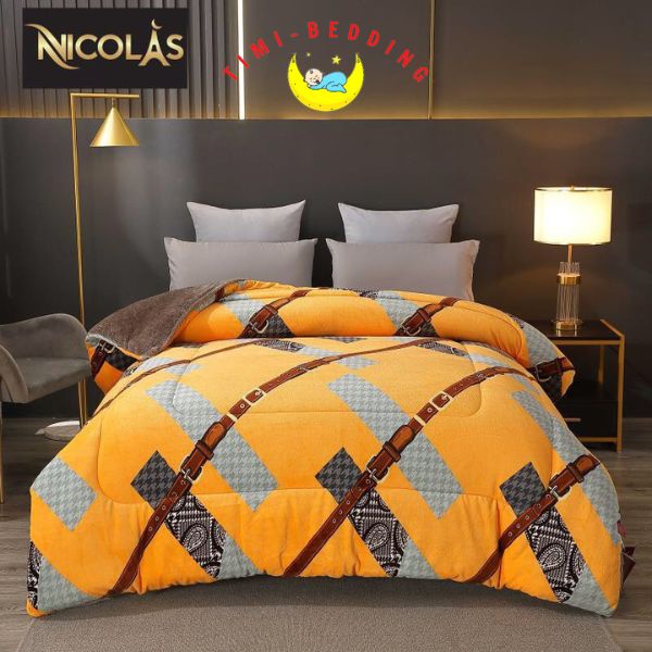 Chăn lông cừu Pháp họa tiết - Siêu ấm, nhẹ, không xổ lông - Timibedding