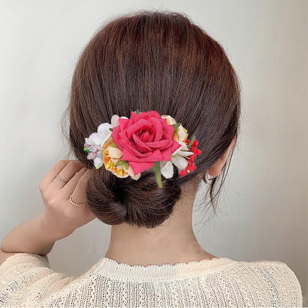 Lược Cài Tóc Bằng Hợp Kim Đính Hoa Phong Cách Retro Thanh Lịch Cho Nữ