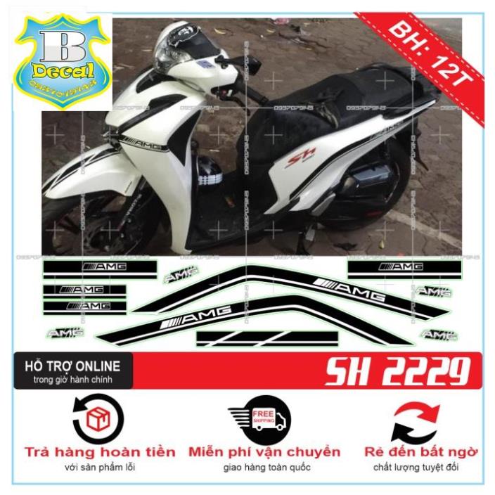 ( Quí khách vui lòng mang ra tiệm cho thợ dán ) Tem SH 2019 AMG TRẮNG ĐEN [Bi Decal]