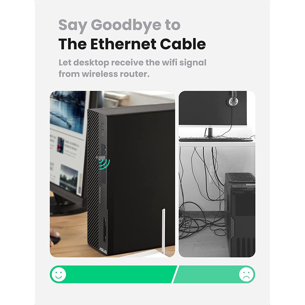 USB Wifi Ugreen 20204 Băng tần kép 5G &amp; 2.4G Cao Cấp - Hàng Chính Hãng