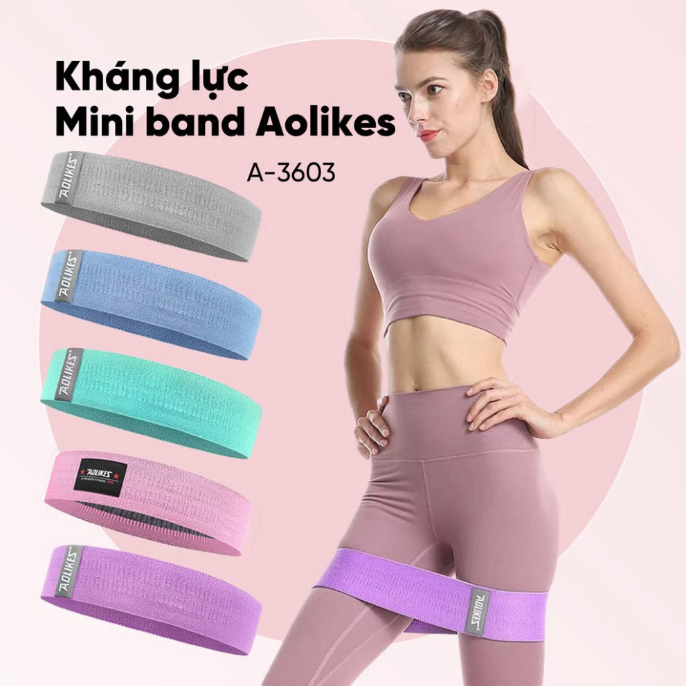 [KHO❤️TỔNG] Dây Thun Kháng Lực Vải Cao Su Miniband Aolikes A-3603 Tập Gym, Dây Chun Đàn Hồi Co Giãn Tập Mông Chân