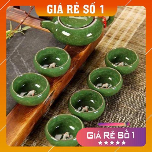 Bộ ấm chén cá 3D xanh