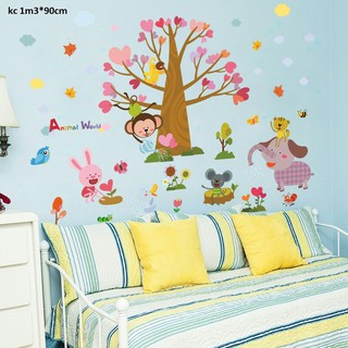 decal dán tường vườn thú cho bé