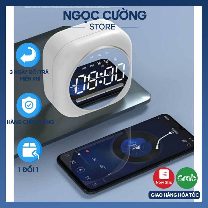 [Mẫu Mới Nhất 2020]Loa Bluetooth Q12 Đài FM Tích Hợp Đồng Hồ Báo Đài FM Màn Hình Tráng Gương