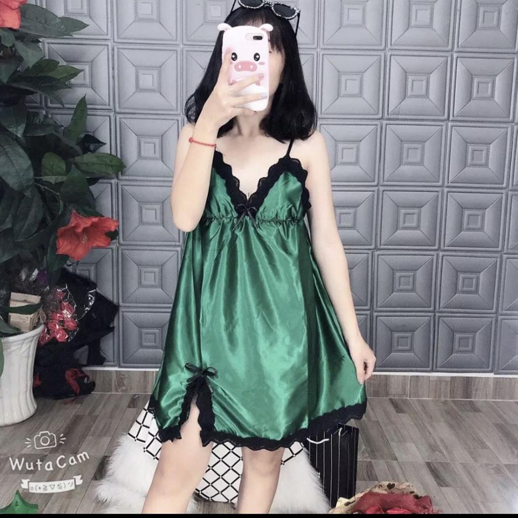 Đồ ngủ sexy ️D4 🥰 FREE SHIP ️🥰 Đồ ngủ sexy dáng xòe nhiều màu, chất phi lụa phối ren xẻ tà mềm mịn, quyến rủ | BigBuy360 - bigbuy360.vn