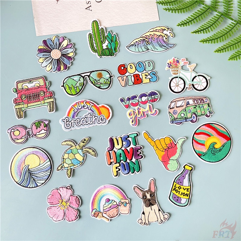 ♚ Sticker Ủi Thêu Chữ Good Vibes - Just Sáng Tạo ♚ 1 Huy Hiệu Ủi Trên Quần Áo DIY