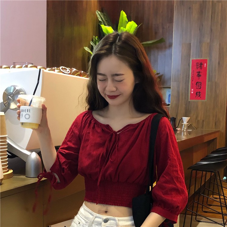 Xiaozhainv Áo trễ vai kiểu dáng sexy theo phong cách Hàn Quốc | BigBuy360 - bigbuy360.vn