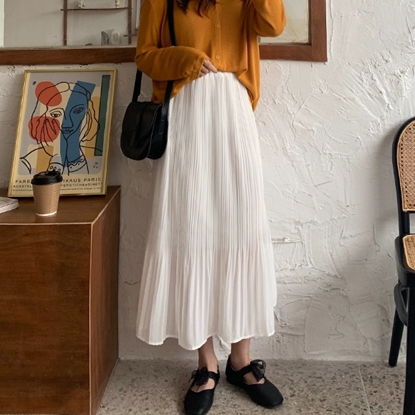 Chân váy dài xếp ly thời trang, chân váy midi dễ thương ulzzang Hàn Quốc Fmstyle Saigon 21CV01KP1401
