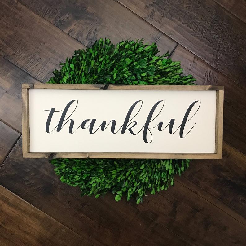 Tranh gỗ handmade Thankful decor trang trí treo tường phong cách Vintage