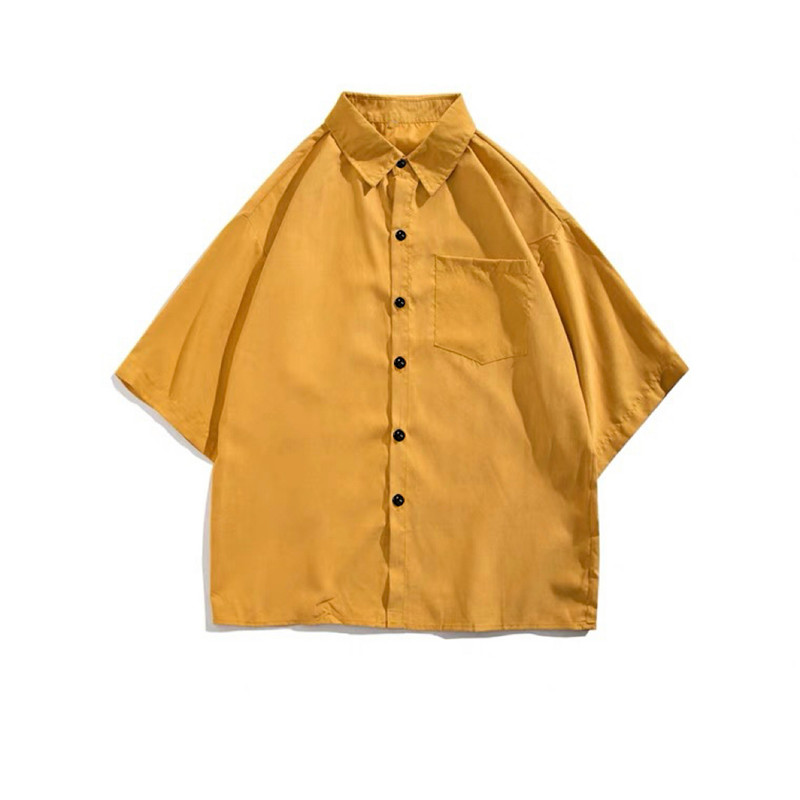 Áo Sơ Mi Tay Lửng Dáng Rộng Màu Sắc Đơn Giản Dễ Phối Đồ 19608