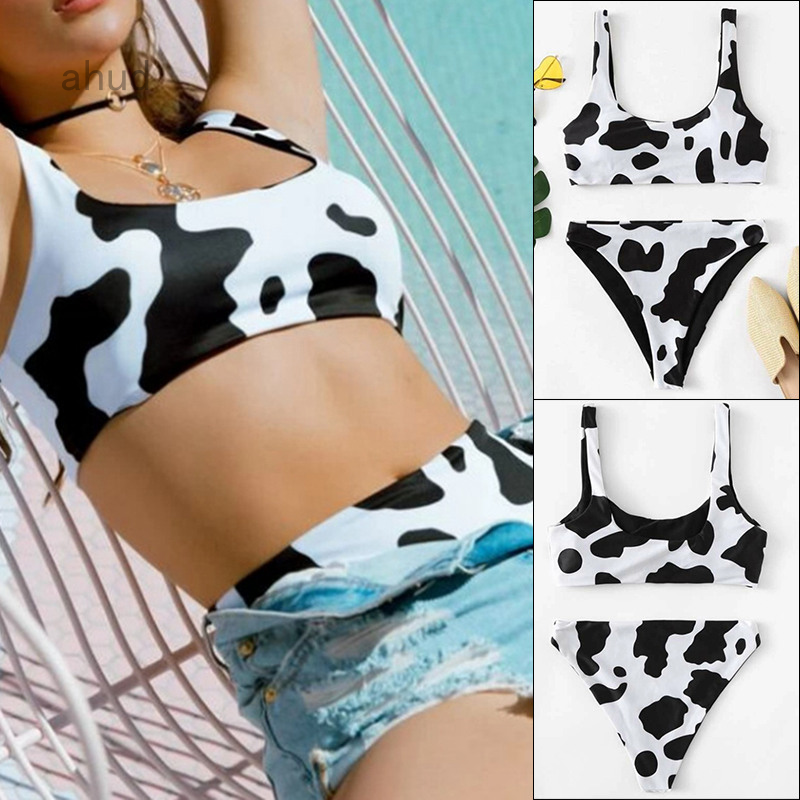 Set Bikini Hoạ Tiết Bò Sữa Đáng Yêu
